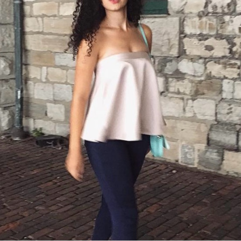 Club Monaco strapless flowy satin top